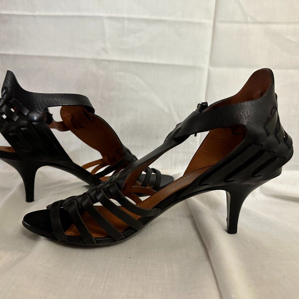 Black Leather Givenchy Kitten Heel Sandals